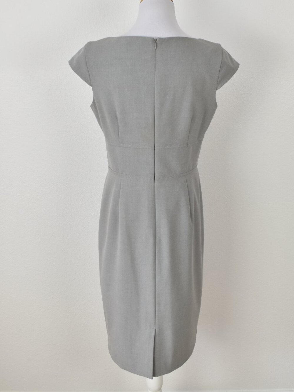 Calvin Klein Fitted Pleated Sheath Dress Gray - 10 - Picture 7 of 9
